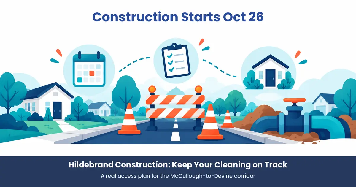 Hildebrand construction starts October 26 — keeping a cleaning appointment on track