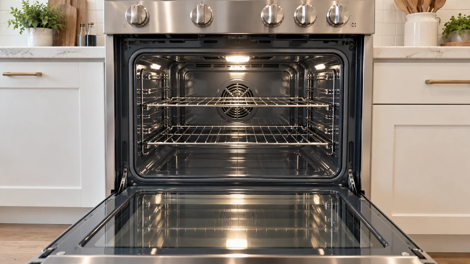 Sparkling clean oven after a Chabod Cleaning Services deep clean in San Antonio