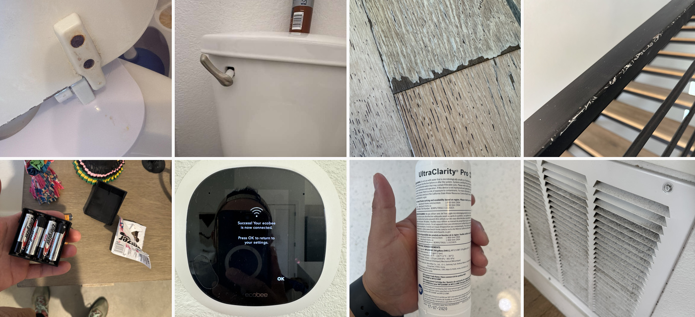 Chabod Cleaning Services proactive property-care examples: smoke detector, water damage, thermostat, filters